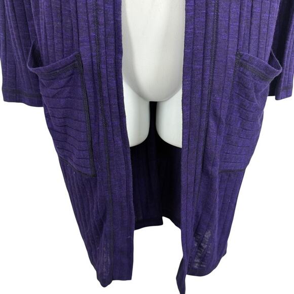 Chicos Zenergy Purple Longline Duster Hooded Cardigan Ribbed Sweater Thin 0/ S - Picture 7 of 15